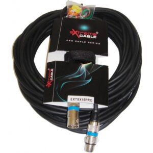 EXTREME CAVO MICROFONO/CASSE 15 METRI 1 CONNETTORE XLR MASCHIO 1 FEMMINA + STRAP + 12 ANELLINI CAVO MICROFONICO 6.5MM CONNETTORI SMONTABILI METALLO ANTISCIVOLO