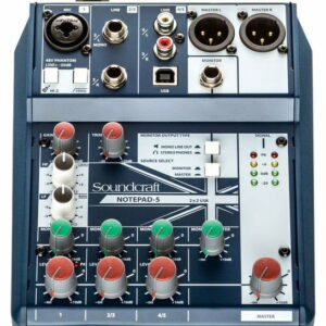 SOUNDCRAFT NOTEPAD-5 MIXER 5 CANALI USB PHANTOM POWER +48V PREAMPLIFICATORE MICROFONICO