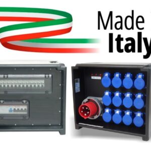 POWERBOX CUBO PORTATILE SPIE RETE INGRESSO SPINA 63A MASCHIO 5P USCITE 12 PRESE CEE 16A 2P+T