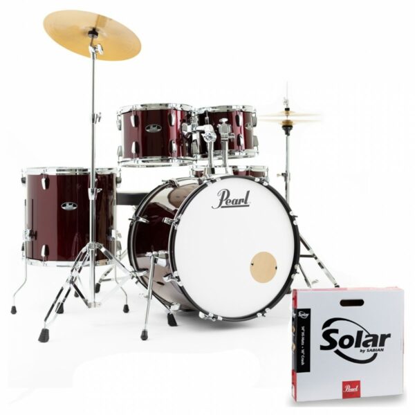 PEARL ROADSHOW RS525SC/C91 RED WINE BATTERIA ACUSTICA 5 PEZZI CON PIATTI SABIAN E SGABELLO