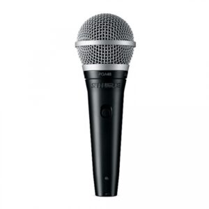 SHURE PGA48XLRE MICROFONO DINAMICO CARDIOIDE VOCE + CUSTODIA + PINZA A25D + CAVO XLR 4,6 M.
