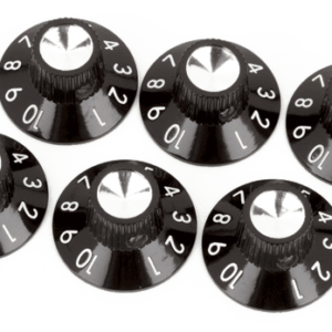 FENDER Pure Vintage Black-Silver Skirted Amplifier Knobs 6PZ