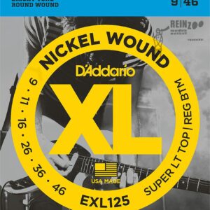 D&apos;Addario EXL125 Set di Corde Rivestite in Nickel per Chitarra Elettrica Super Light Top/Regular Bottom 9-46