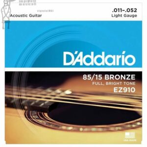 D&apos;Addario EZ910 85/15 Bronze Light Acoustic Guitar Strings Full Bright Tone || 0.011-0.052