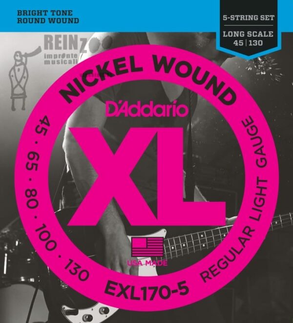 D&apos;Addario Strings : EXL 170-5 Nickel Round Wound