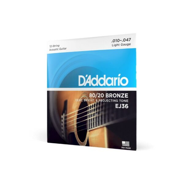 D'Addario EJ36 Bronze (12 strings) Cordiera Per Chitarra Acustica 12 Corde Bronze Wound Light 010/047