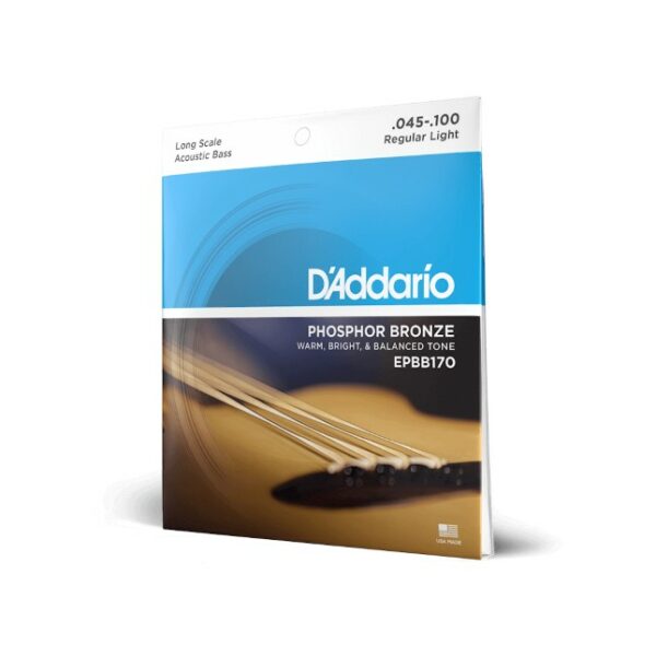 D'Addario EPBB170 Phosphor Bronze Acoustic Bass, Long Scale, 45-100
