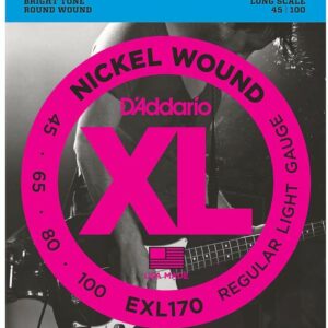 D’Addario Exl170 Nickel Wound Bass, Light, 45-100, Short Scale