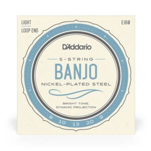 D’Addario EJ60+ 5-String Corde Banjo , Nickel, Light Plus, 9.5-20