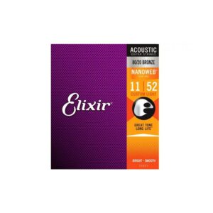 Elixir 11027 Nanoweb Custom Light Acoustic Bronze 11-52 Corde Per Chitarra Acustica