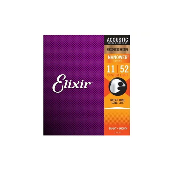 Elixir 16027 Nanoweb Custom Light 11-52 Acoustic Phosphor Bronze