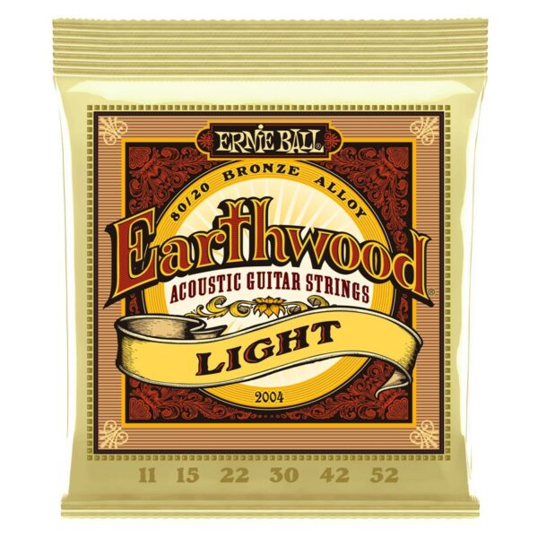 Ernie Ball 2004 2004 Earthwood 80/20 Bronze Light 11-52 Cordiera Per Chitarra Acustica 80/20 Bronze Light 011/052