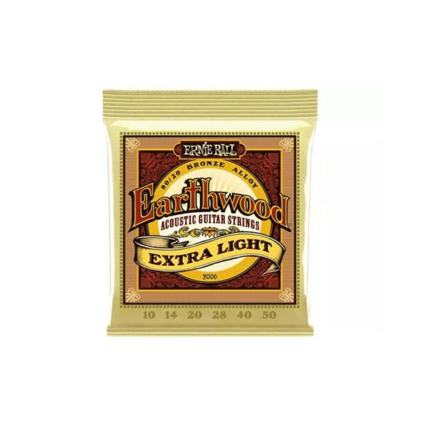 Ernie Ball 2006 Earthwood 80/20 Bronze Light 10-50 Cordiera Per Chitarra Acustica 80/20 Bronze Extra Light 010/050