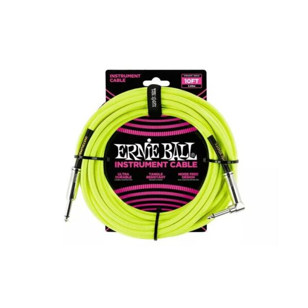 Ernie Ball 6080 Braided Cable 10' Neon Yellow