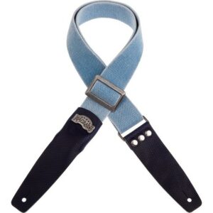 Magrabò Stripe SC Cotton Washed Celeste 5 cm terminali Twinkle Blu, fibbia Recta Argento