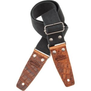 Magrabò Stripe SC Entry Olded Nero 5 cm terminali Embossed Cocco Pros Marrone fibbia Argento Antico