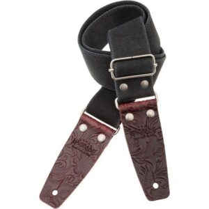 Magrabò Stripe SC Entry Olded Nero 5 cm terminali Embossed Flores Bordeaux fibbia Argento Antico