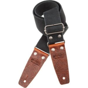Magrabò Stripe SC Entry Olded Nero 5 cm terminali Embossed Flores Marrone fibbia Argento Antico
