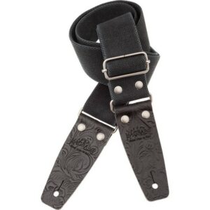 Magrabò Stripe SC Entry Olded Nero 5 cm terminali Embossed Flores Nero fibbia Argento Antico